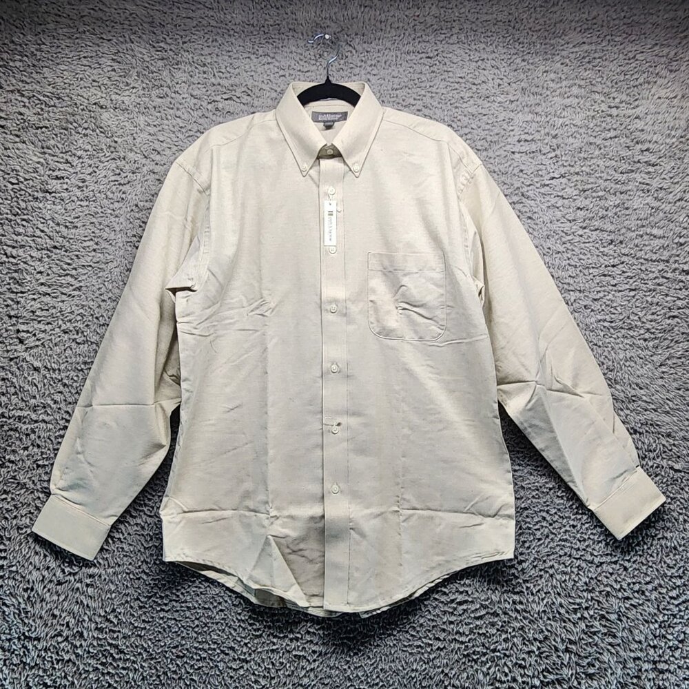 Croft & Barrow Mens Beige Wrinkle-Resistant Oxford Shirt Size 16 34/35 *NWT*